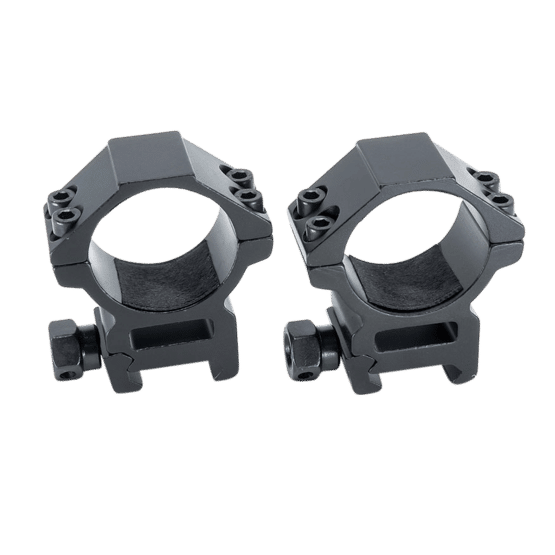 Riton Optics 30mm medium Scope Rings feature a matte black finish and aluminum construction